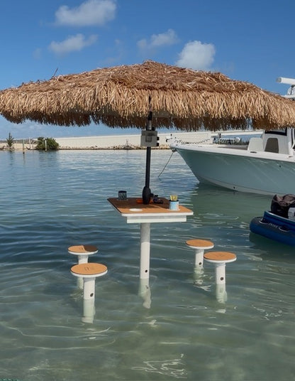 Set of four marine-grade tiki bar stools for outdoor sandbar entertaining – SoFlo Marine Works"