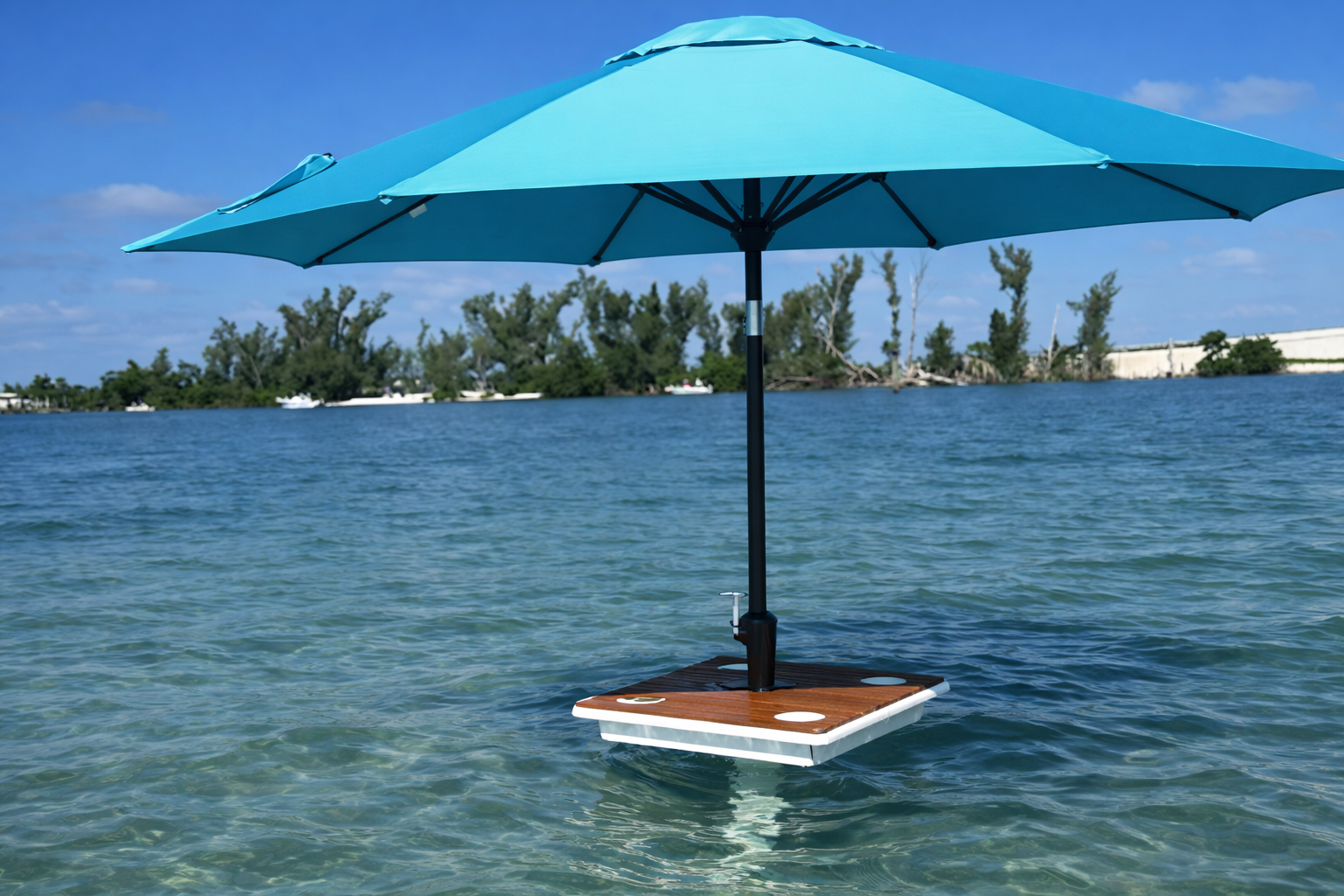 Skipper Tiki Table full product view — outdoor sandbar tiki bar table