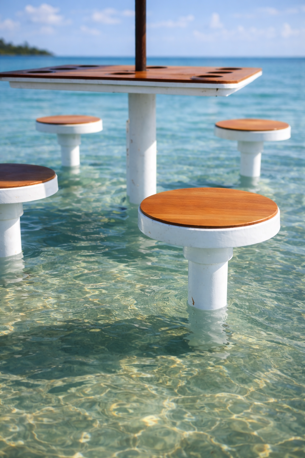Tiki bar stools set of four — coastal outdoor furniture by SoFlo Marine Works
